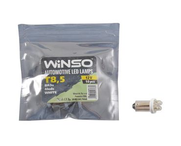 LED лампы для авто - Автолампа WINSO 12V FLUX T8.5 BA9s 4LEDSwhite 10шт.уп.127680 - ЛЕД лампочки для авто