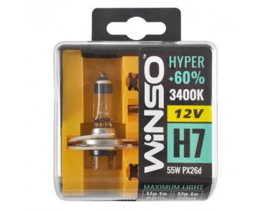 Автосвітло - Галогенні лампи Winso HYPER +60% H7 12V 55W PX26d 3400K 2 шт (712730) - 