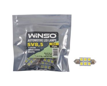 LED Лампы Winso - LED лампа Winso C5W 12V SMD5050 SV8.5 T11x36 127440 - ЛЕД лампочки для авто