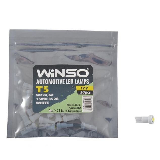 LED лампа Winso T5 12V SMD3528 W2x4.6d 127410 - 1