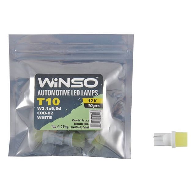 LED лампа Winso T10 12V COB-02 W2.1x9.5d 127120 - 1