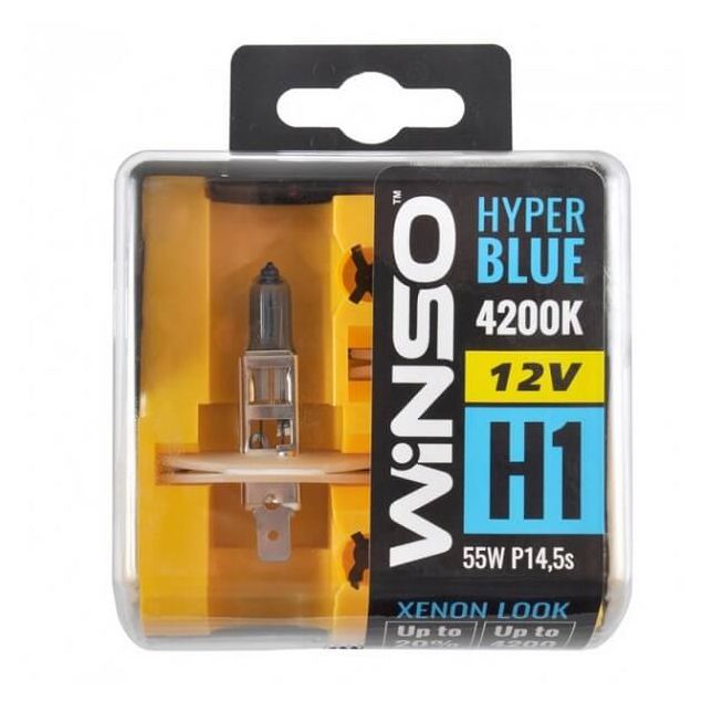 Галогенные лампы Winso HYPER BLUE H1 P14.5s 12V 4200K 55W 2 шт (712150) - 1