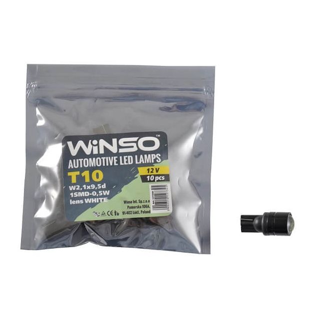 LED лампа Winso T10 12V SMD W2.1x9.5d Lens 127340 - 1