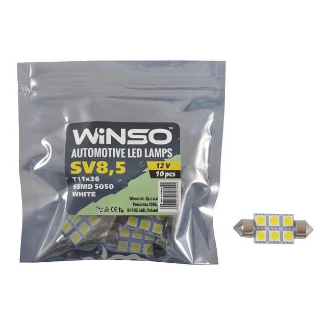 LED лампа Winso C5W 12V SMD5050 SV8.5 T11x36 127440 - 1