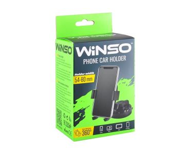 Тримач для телефону в машину - Тримач телефону Winso з поворотом на 360 градусів 54-80 мм (201170) - 