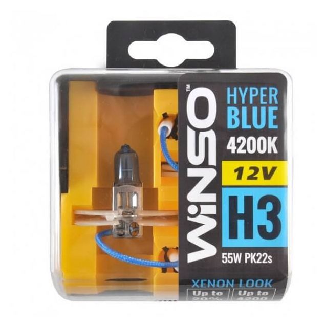 Галогенні лампи Winso HYPER BLUE H3 12V 4200K 55W PK22s 2 шт (712350) - 1